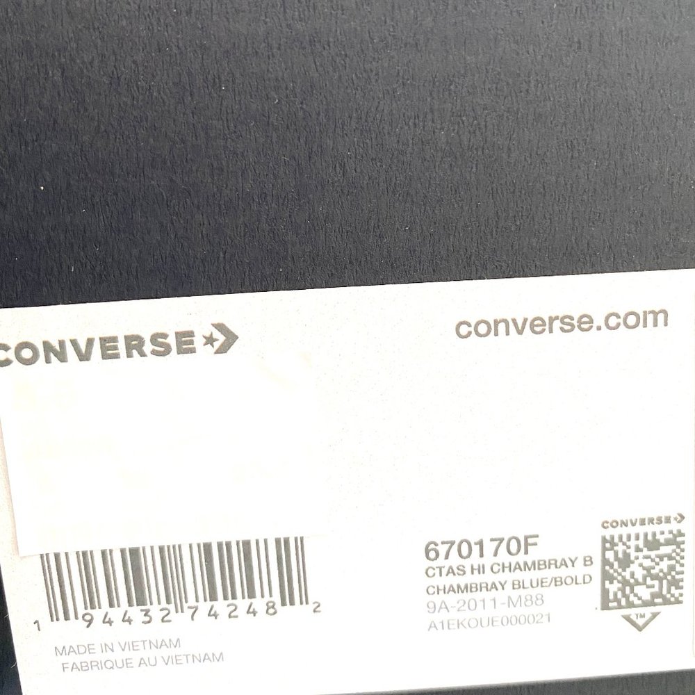 Converse CTAS High Chambray Blue Canvas Sneakers Women's Size 7.5 670170F - Picture 10 of 10